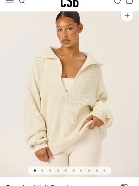 CSB Cream Ribbed Half-Zip Sweater - Women's